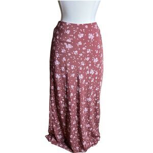 Altar’d State Floral Midi Slip Skirt Womens Large Side Slit Cottagecore